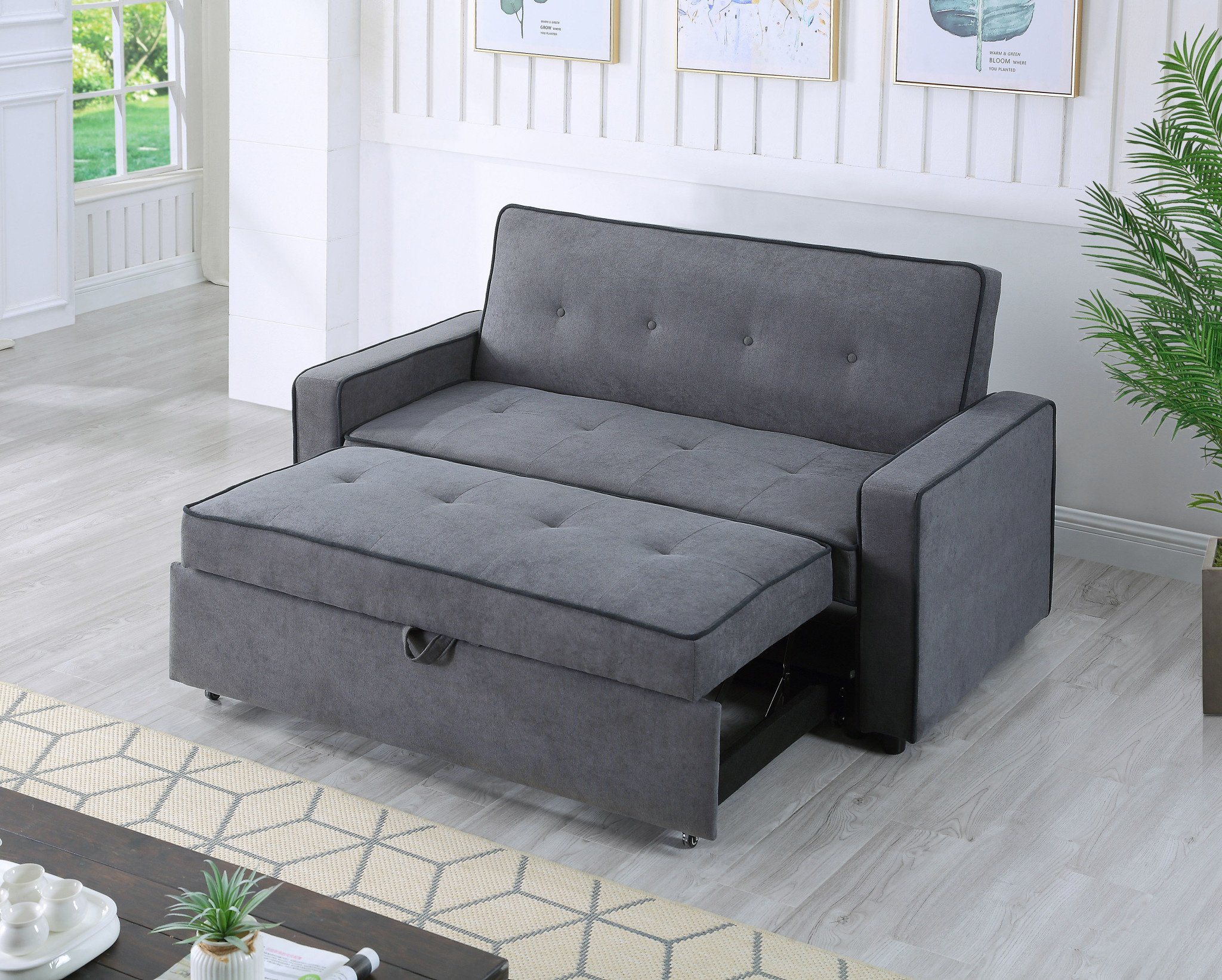 small grey fabric sofa bed
