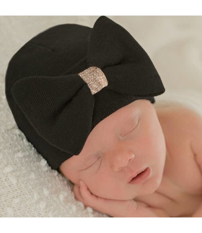 Nursery beanies -Black Shimmer Bow