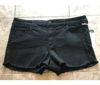 Black shorts with frayed bottoms