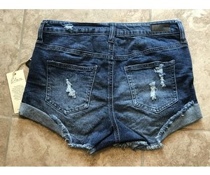blue jean distressed shorts