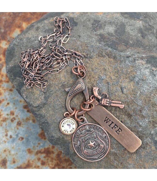Police treasure necklace -bullet copper silver gold