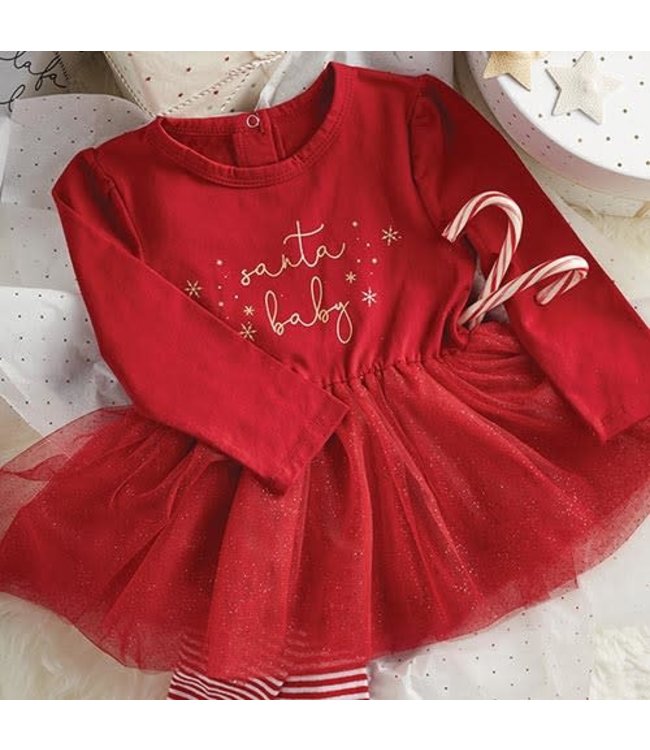 Santa Baby red snap shirt dress -size 6-12 months