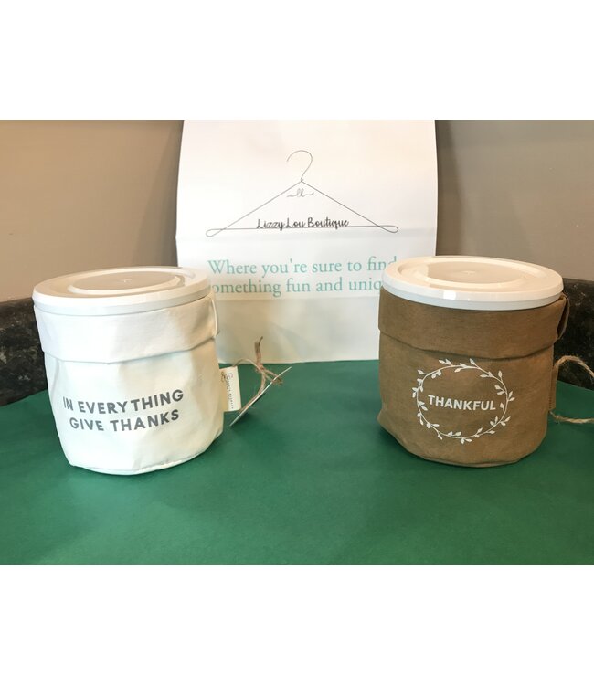 Washable Paper Holder with glass cup and lid - Give Thanks