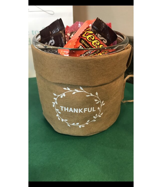 Washable Paper Holder with glass cup and lid - Thankful