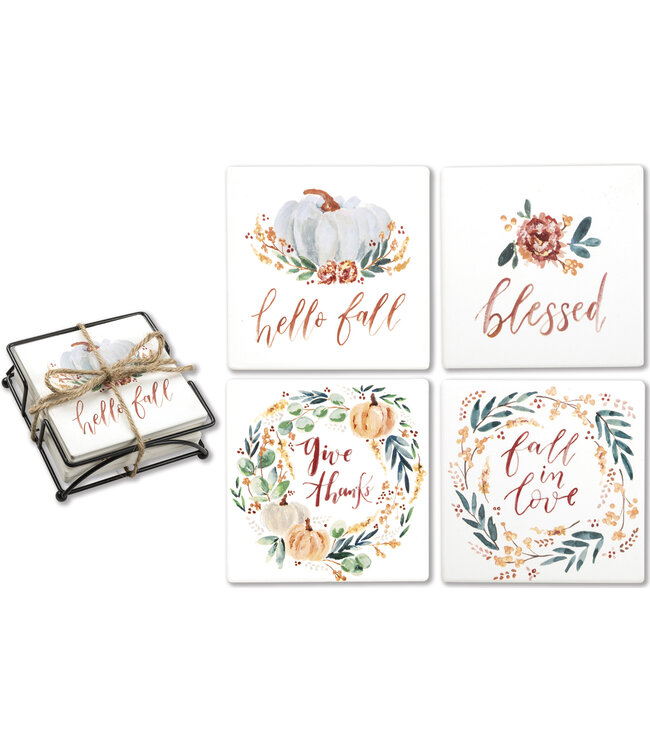 Primitives by Kathy Ceramic Coaster Set -Fall Blessings