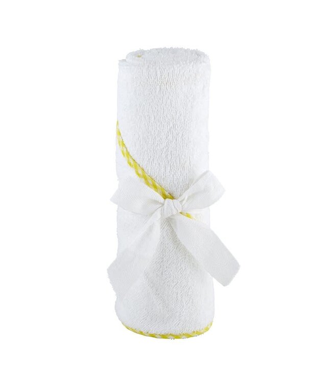 Santa Barbara Hooded baby bath towel with yellow trim