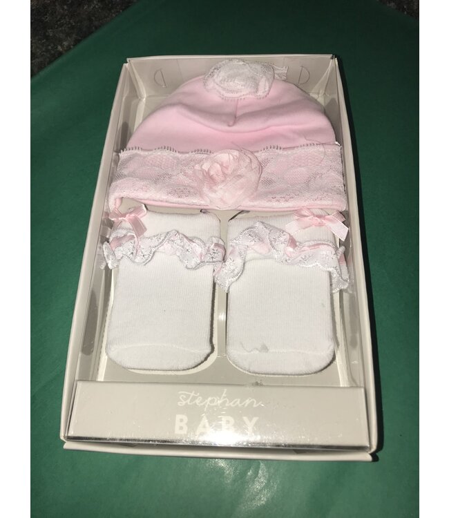 Santa Barbara Cap & Socks Set - Shabby Rose, 0-3 months