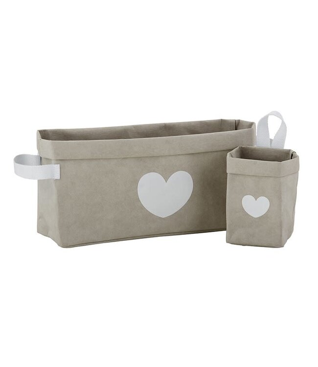 Santa Barbara Gray heart washable large storage tote with 3 mini totes