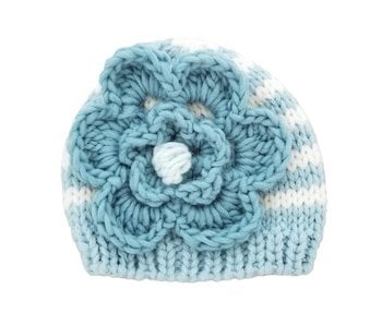Huggalugs Handknit beanie hats with large flower