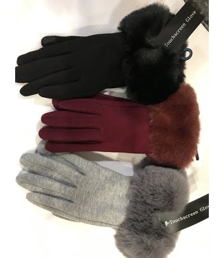 E Touch Jersey Glove with Faux Fur Cuff