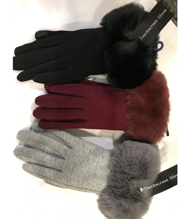 E Touch Jersey Glove with Faux Fur Cuff