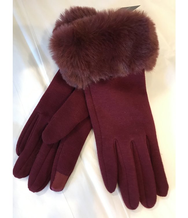 E Touch Jersey Glove with Faux Fur Cuff