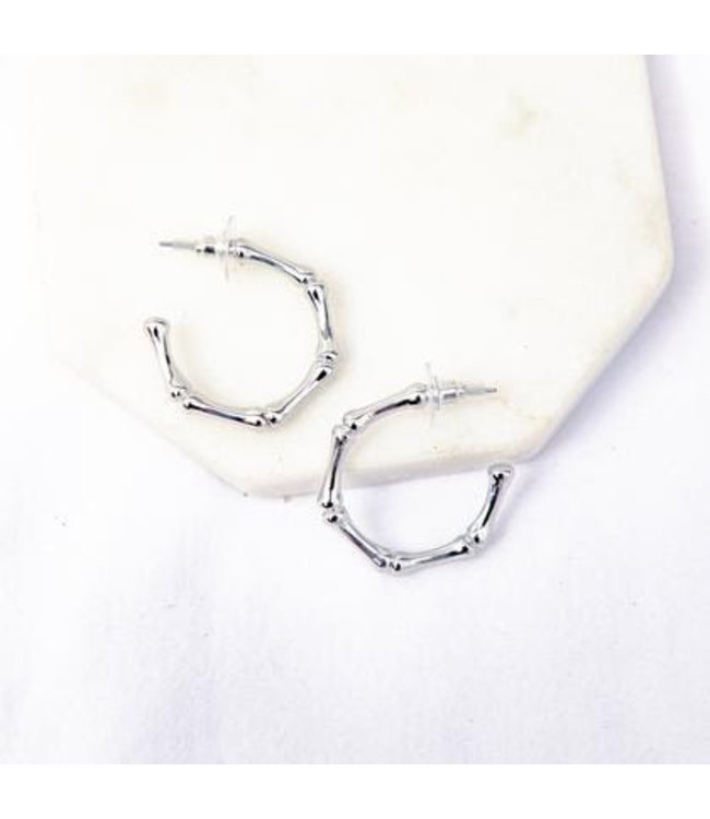 Pretty Simple Silver Hoop Bamboo earrings