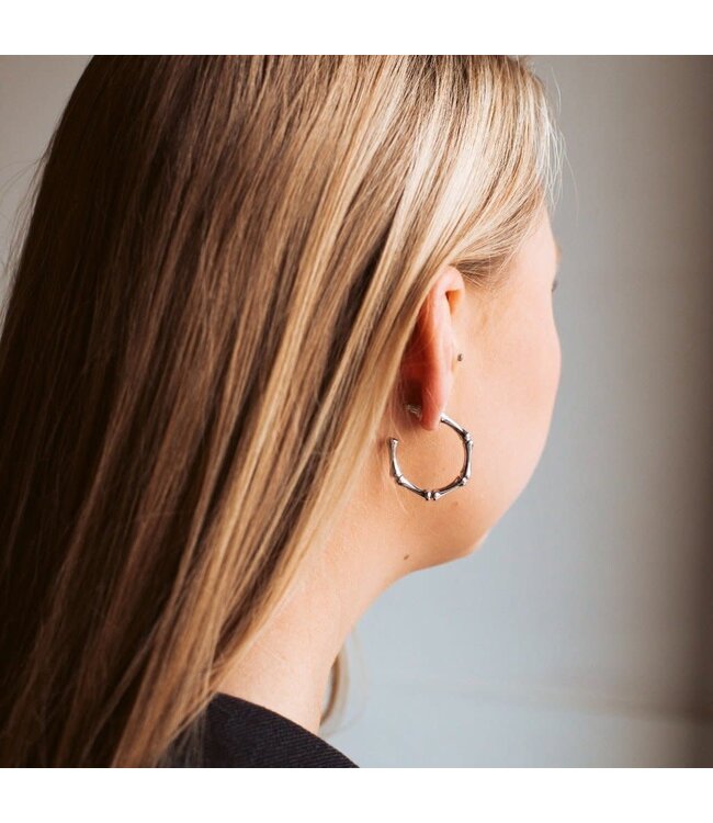 Pretty Simple Silver Hoop Bamboo earrings