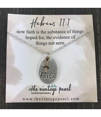 Hebrews 11:1 Necklace -Faith with cross necklace