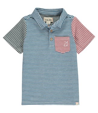 Me & Henry Me & Henry Navy Multi Stripe woven polo size 5-6Y