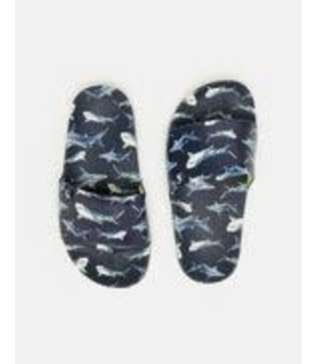 Joules kids Joules Blue Navy Shark Pool Sliders