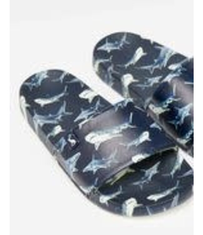 Joules kids Joules Blue Navy Shark Pool Sliders