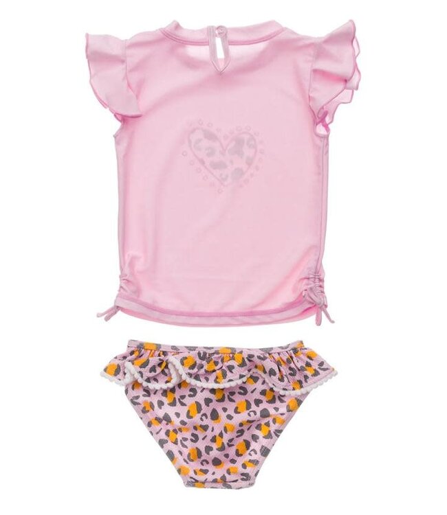Snapperrock Leopard Love SS Ruffle Set Girls Swimsuit