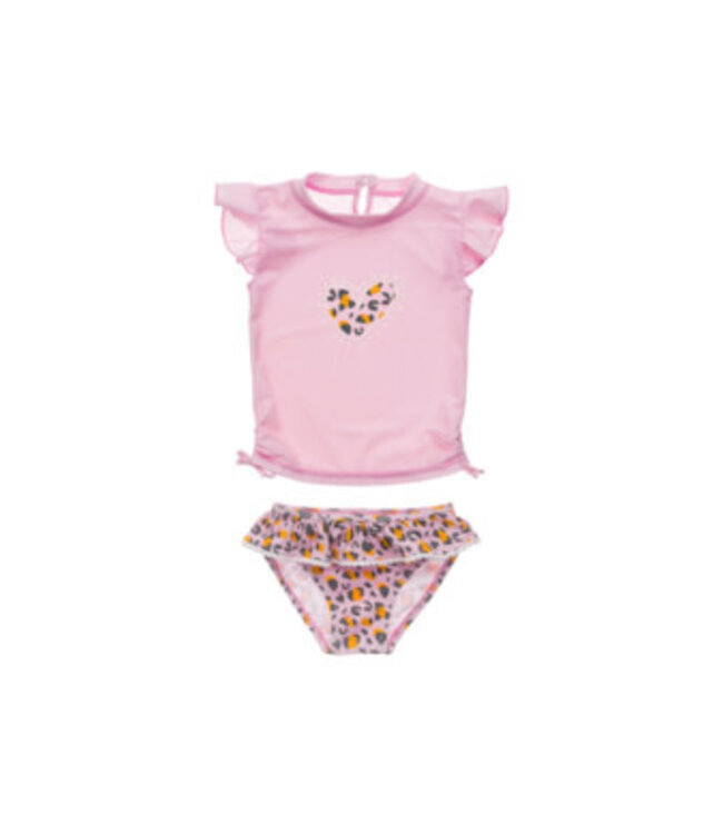 Snapperrock Leopard Love SS Ruffle Set Girls Swimsuit