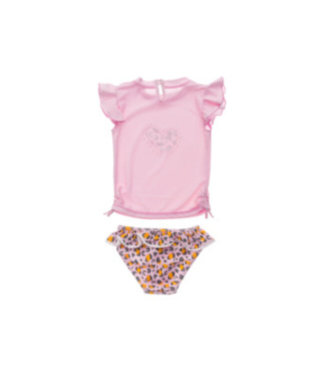 Snapperrock Leopard Love SS Ruffle Set Girls Swimsuit