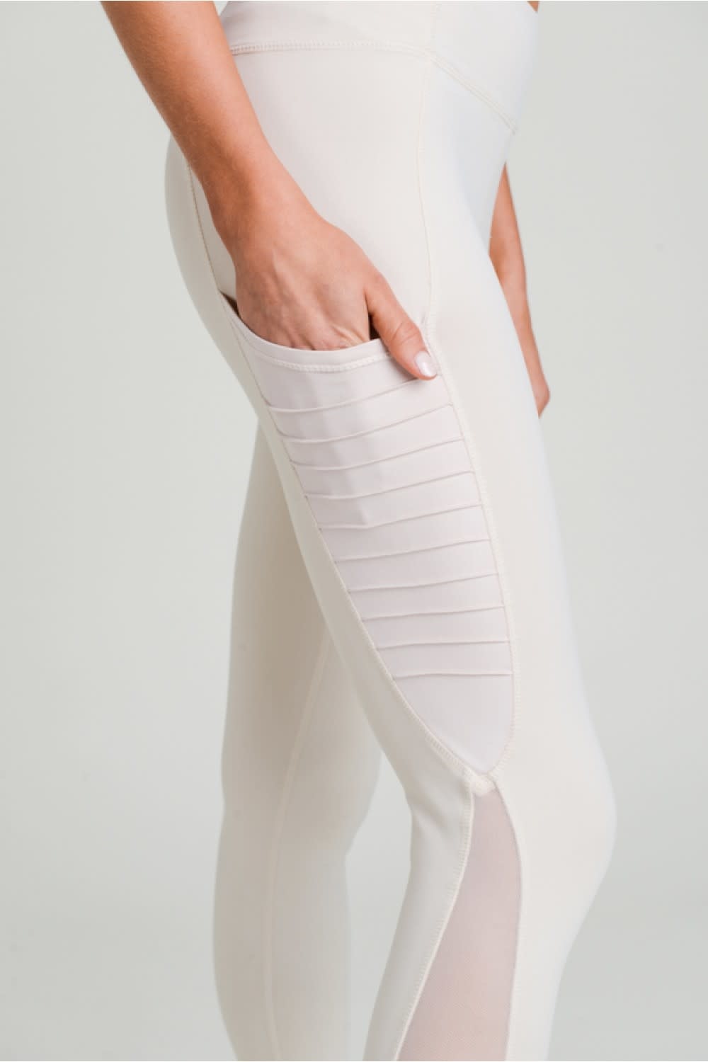 Moto ribbed splice mesh pocket leggings 