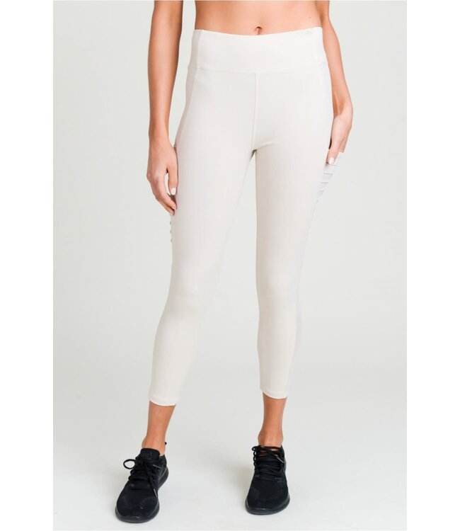Moto ribbed splice mesh pocket leggings