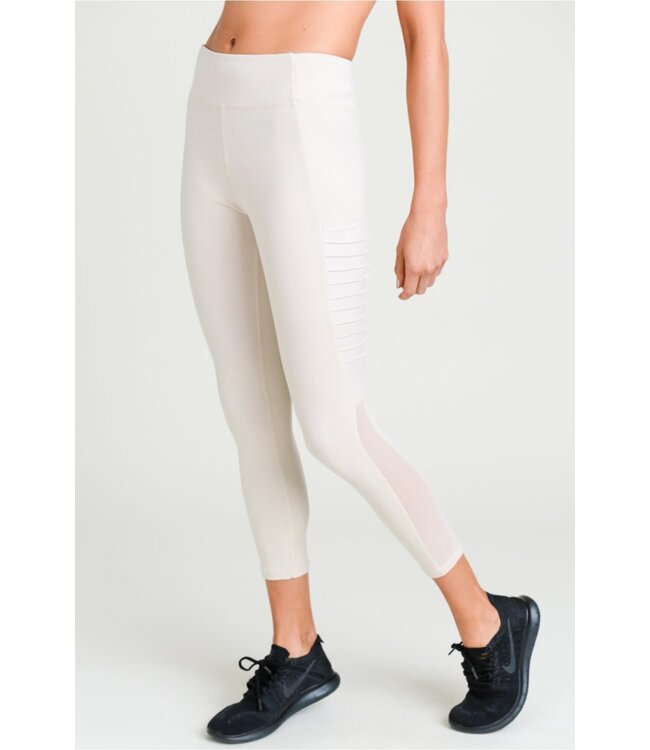 Moto ribbed splice mesh pocket leggings