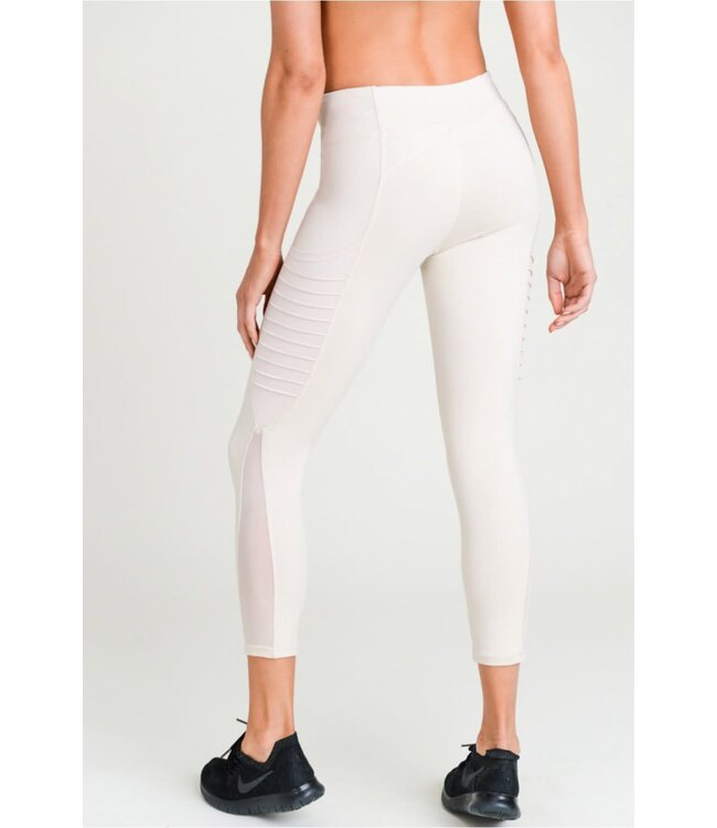 Moto ribbed splice mesh pocket leggings