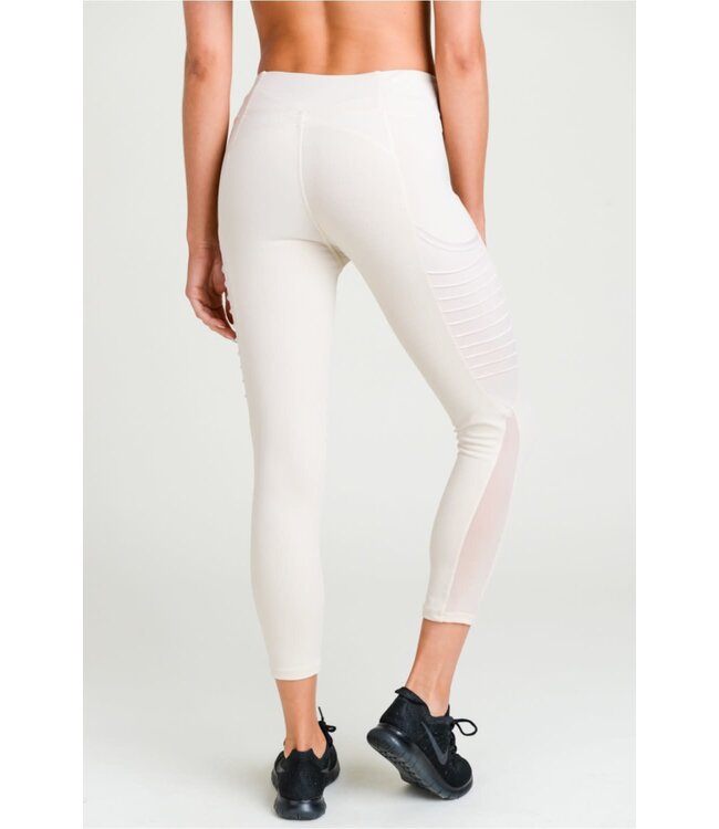 Moto ribbed splice mesh pocket leggings