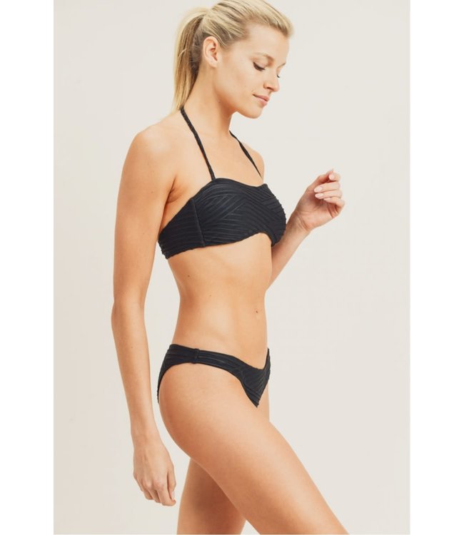 Mono B criss cross pleated bikini in black