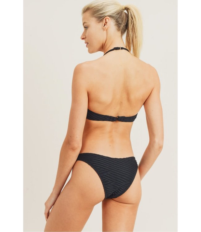 Mono B criss cross pleated bikini in black