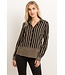 Hem and Thread Mixed stripe button down blouse