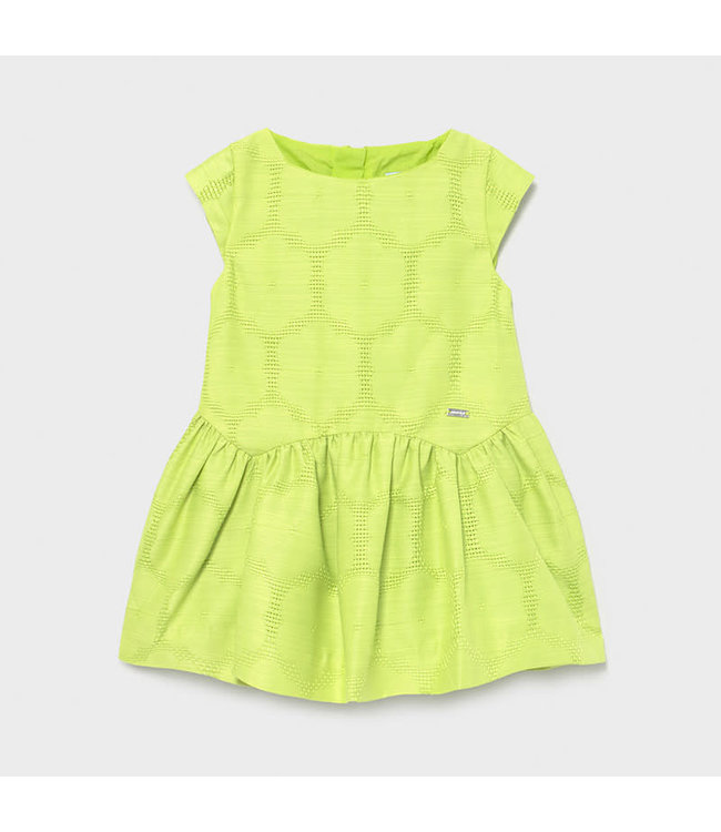 Mayoral Mayoral Girls Jacquard Pistachio dress with floral design -size 4