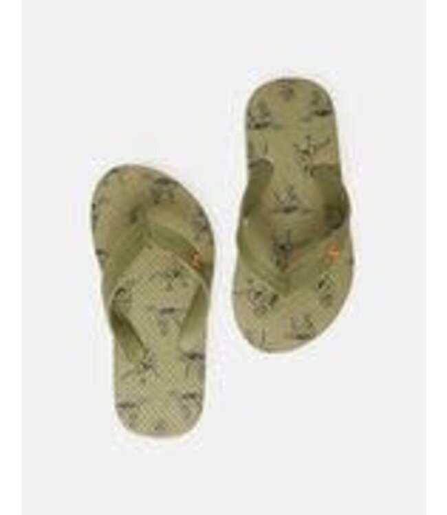 Joules Joules Green Dinosaurs flip flops