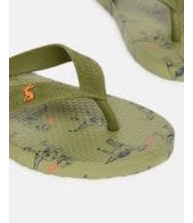 Joules Joules Green Dinosaurs flip flops