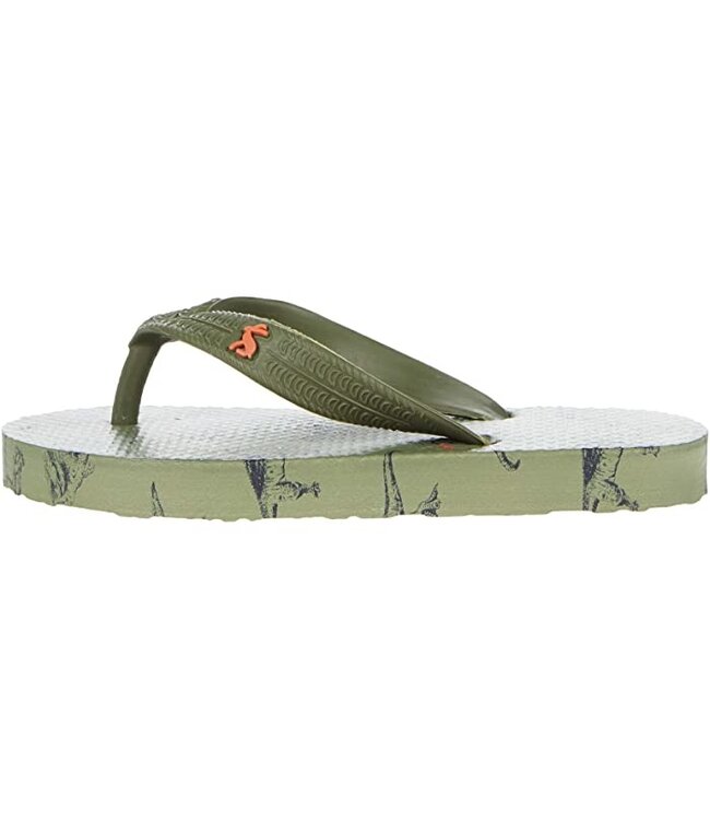 Joules Joules Green Dinosaurs flip flops