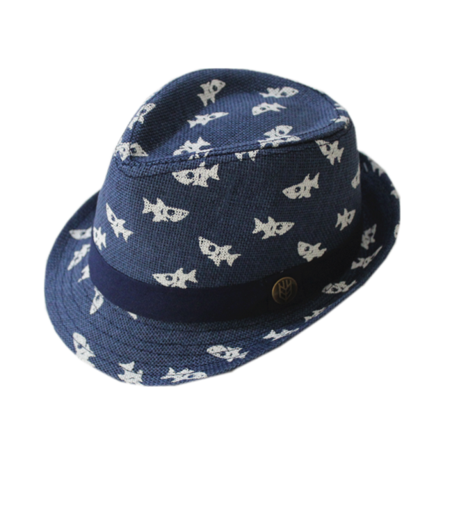 Boys Fedora Navy Blue Shark hat - Lizzy Lou Boutique