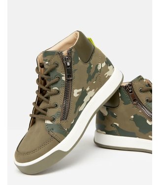 Joules kids Joules high top lace up trainer with side zipper -Camo