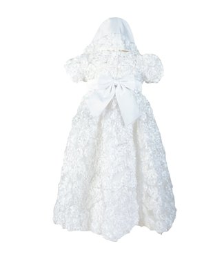 Infant Girls Christening Baptism Dress With Bonnet - Peony