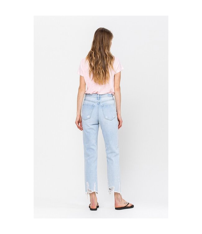 Flying Monkey Flying Monkey Super High Rise Distressed Raw Hem Straight Jeans