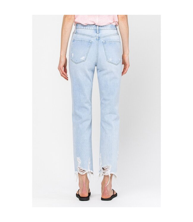 Flying Monkey Flying Monkey Super High Rise Distressed Raw Hem Straight Jeans