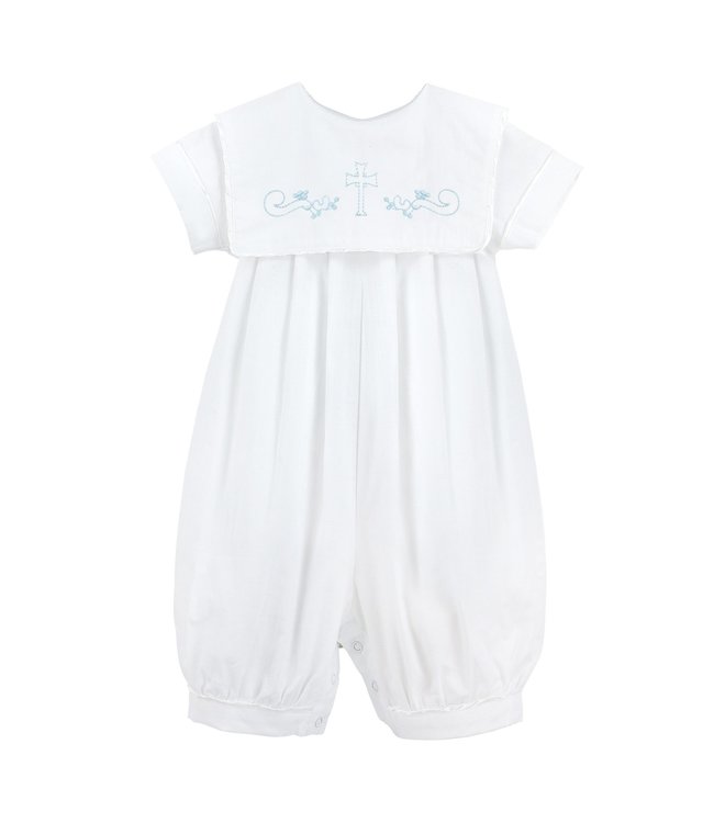 Blue Shadow stitching longall & bonnet Christening / Baptism outfit