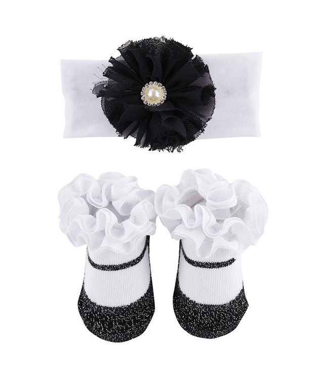 Sock & Headband set Black Pearl Size 6-12 months