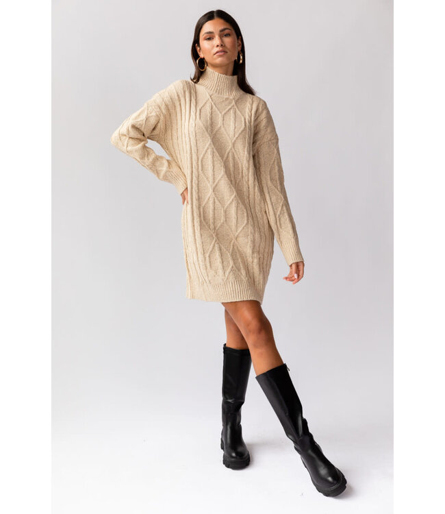 Gilli Long Sleeve turtleneck cable sweater dress