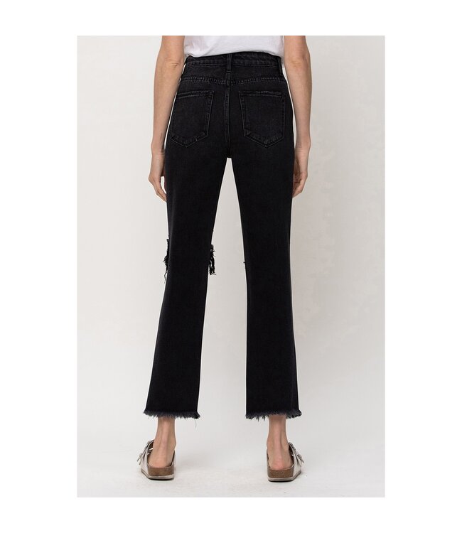 Flying Monkey Flying Monkey High Rise Distressed Straight Crop -Vintage Black