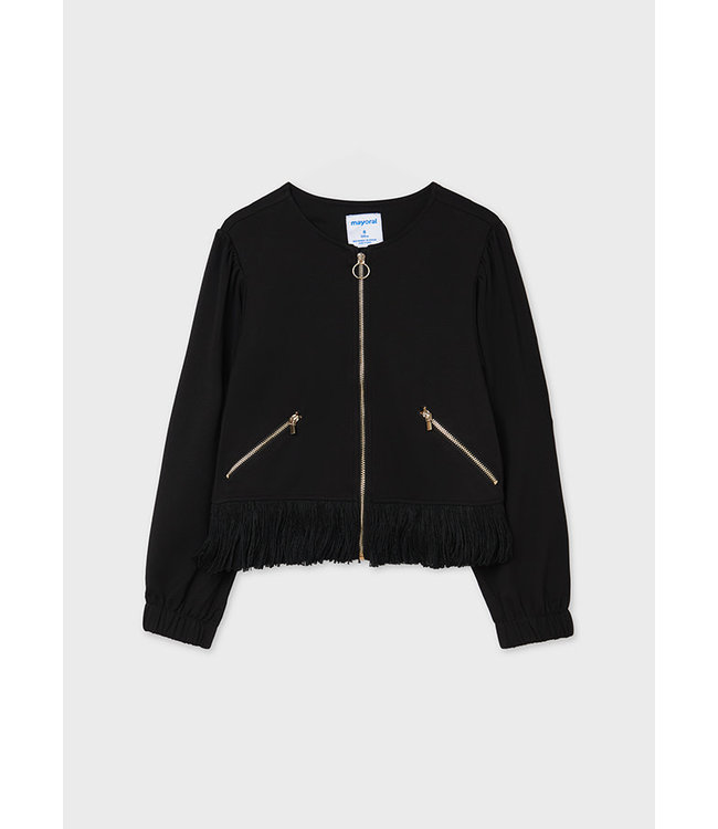 Mayoral Mayoral fringed girls black jacket -size 8