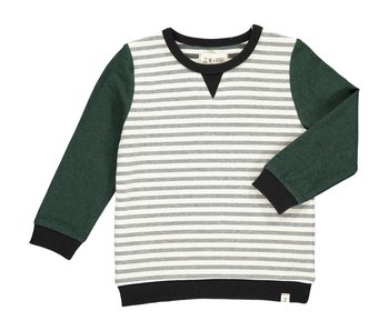 Me & Henry Obion sweatshirt Black/green/cream striped  -size 7/8