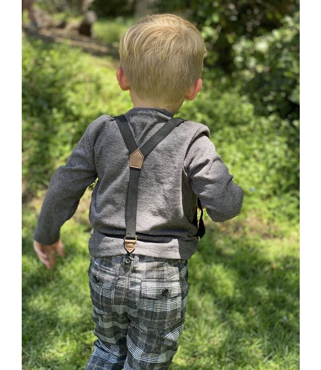 Me & Henry Bradford plaid pants with removable suspenders