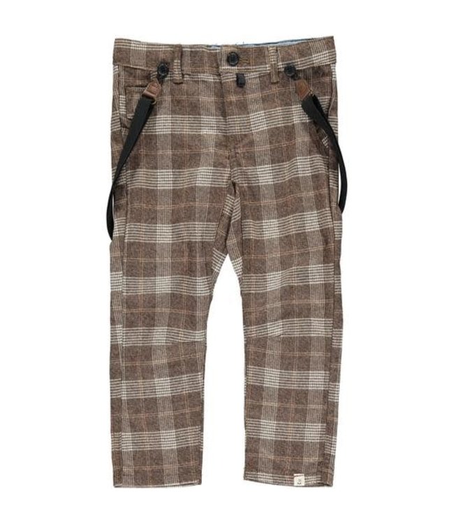 Me & Henry Bradford plaid pants with removable suspenders